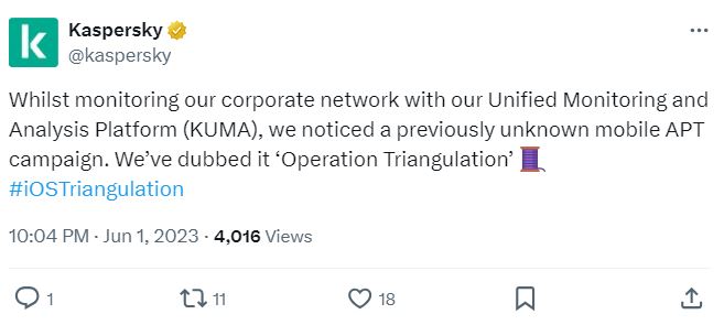 Kaspersky noticed a previously unknown mobile APT campaign with KUMA.