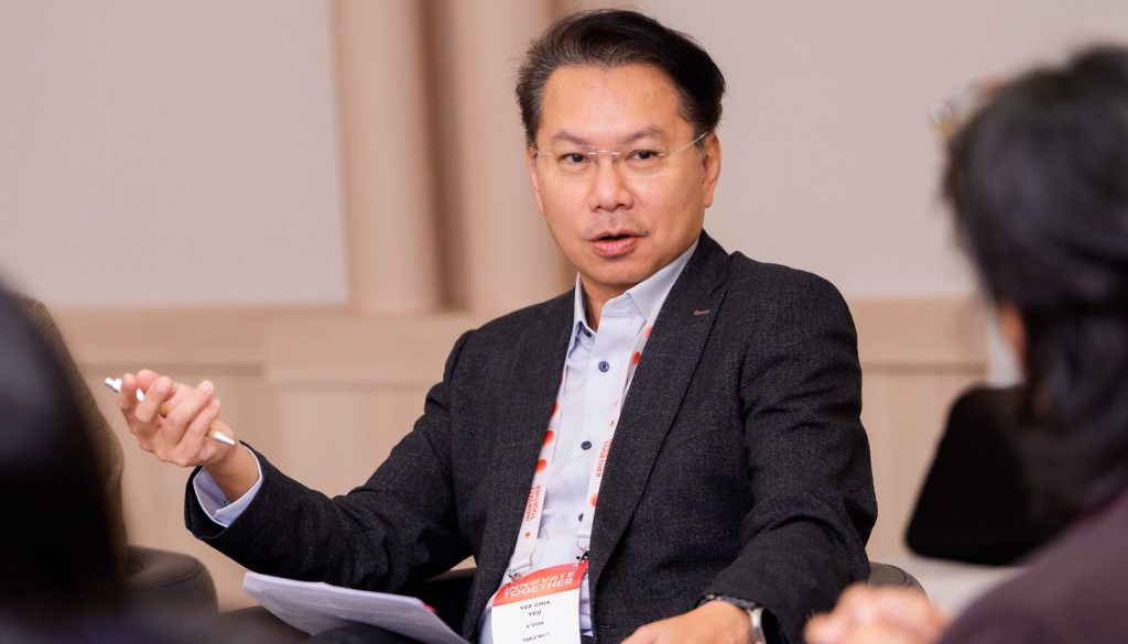 Professor Yeo Yee Chia, deputy chief executive for innovation and enterprise at A*STAR, speaking to journalists at Innovate Together 2026 in Singapore. Source: A*STAR